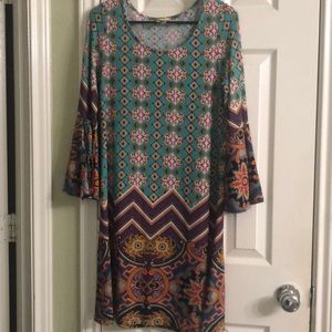 Multi Color flare sleeve dress